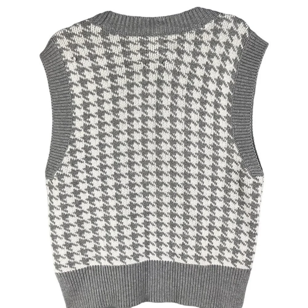 Abercrombie & Fitch Womens S Houndstooth Soft Knit Sweater Vest Cottagecore - Picture 3 of 13